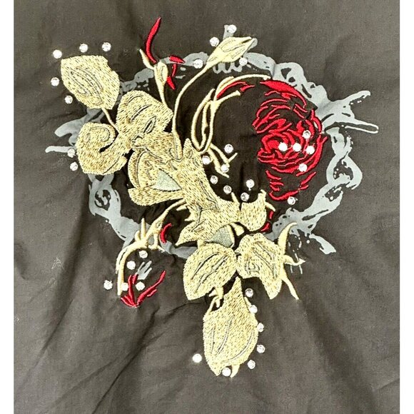 Roar Womens Western Shirt Button Up Floral Embroidered Long Sleeve Black Size L - Picture 6 of 12